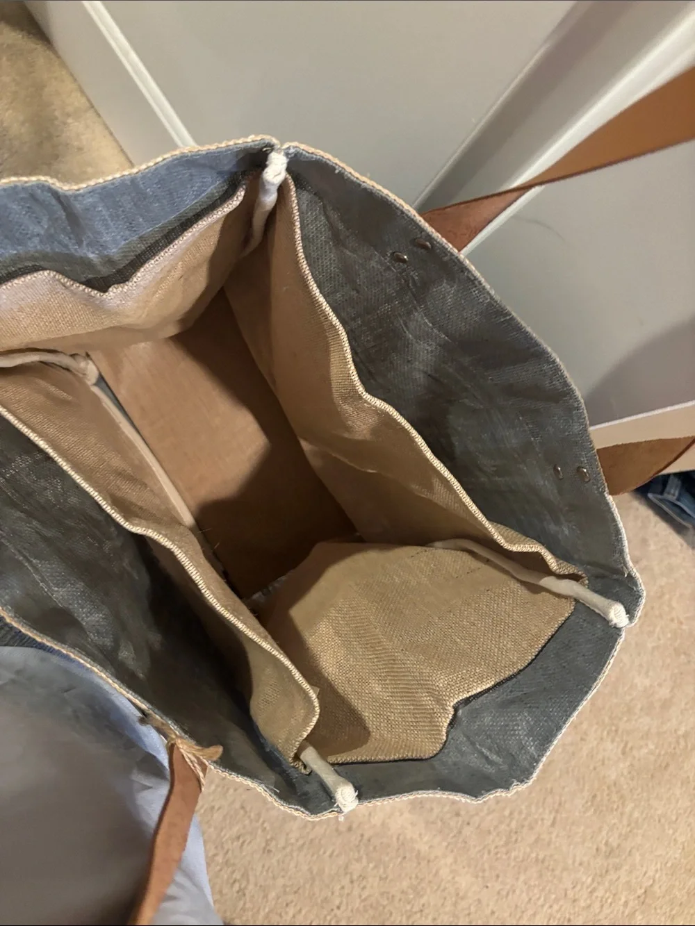 NWT - Farmers Market Canvas Tote Bag with Brown Straps